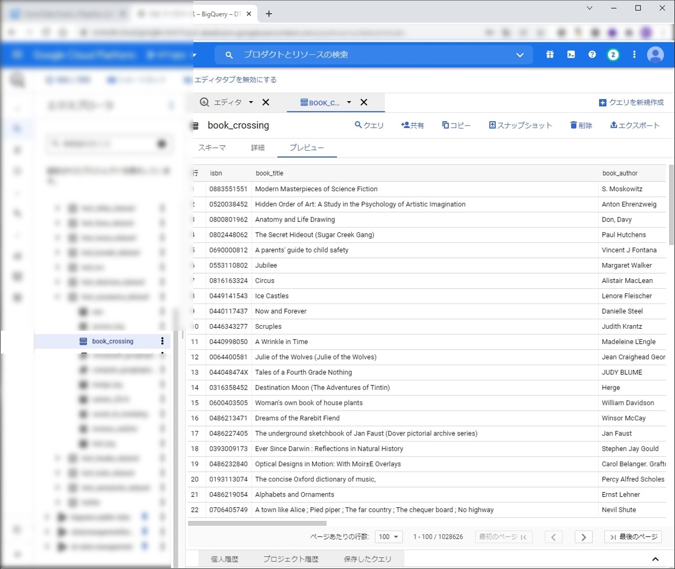 BigQuery に入った Book-Crossing Dataset