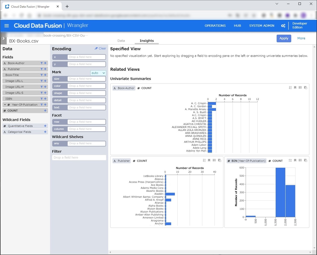 Data Fusion Wrangler のInsights