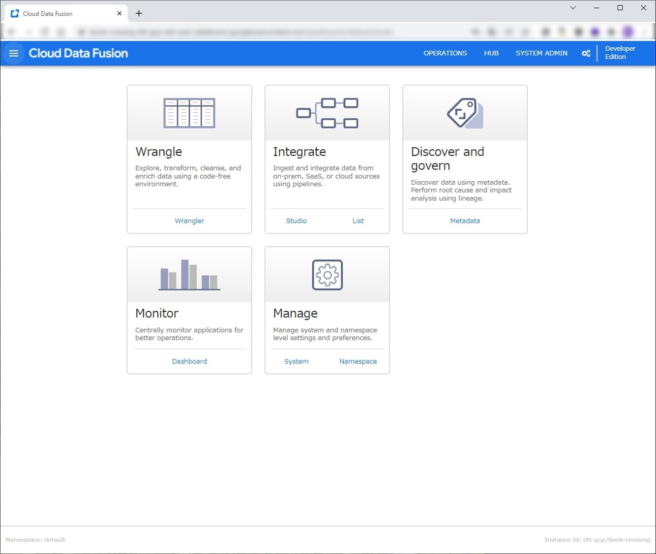 Data Fusion のTOP画面