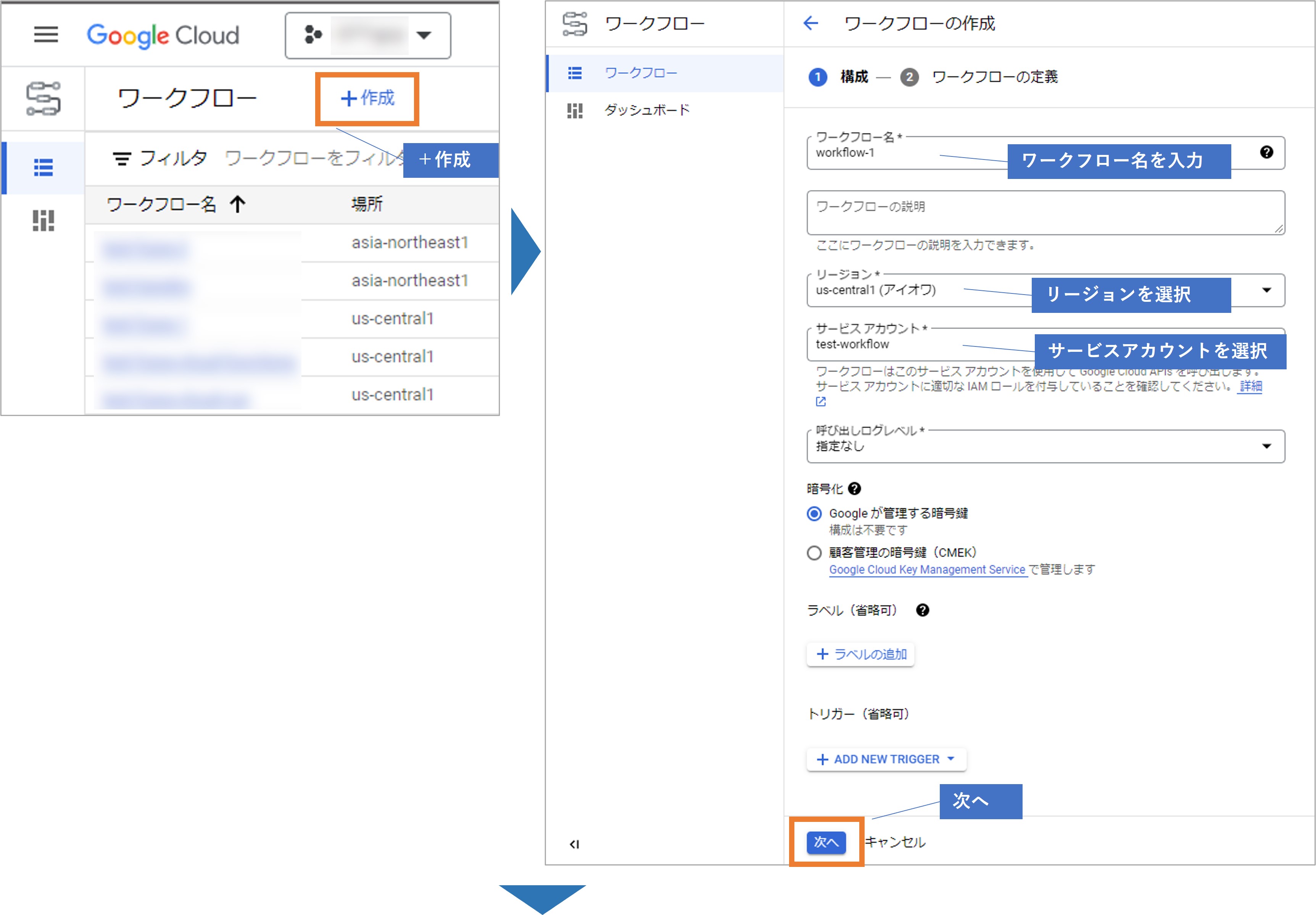 Workflows のデプロイ方法①