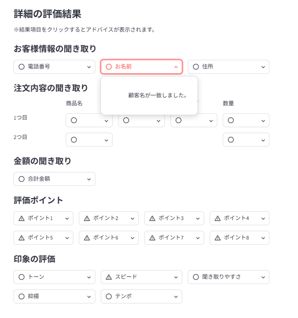 詳細の評価結果